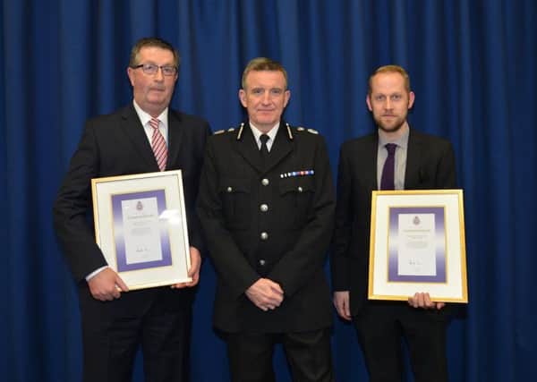 From left: DI Shaun McElheron, Chief Constable Mick Creedon and Temporary Sergeant Steve Pullar.
