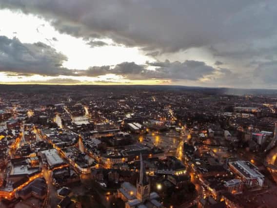 Chesterfield from above. Picture by Steve Fairburn, founder of www.rise-above-it.co.uk
