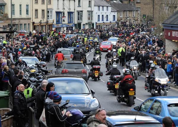 Thousands of bikers ride through Matlock Bath in protest of potential parking charges. Picture: Andrew Roe