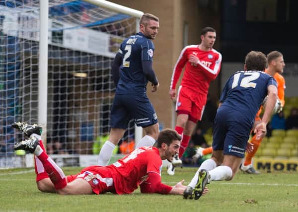 Southend United vs Chesterfield - Ollie Banks appeals for a penalty - Pic By James Williamson