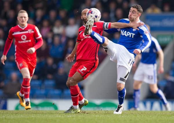 Chesterfield vs Walsall - Lee Novak controls the ball - Pic By James Williamson