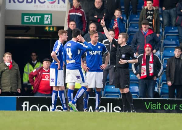 Chesterfield vs Walsall - Dion Donohue receives his marching orders - Pic By James Williamson