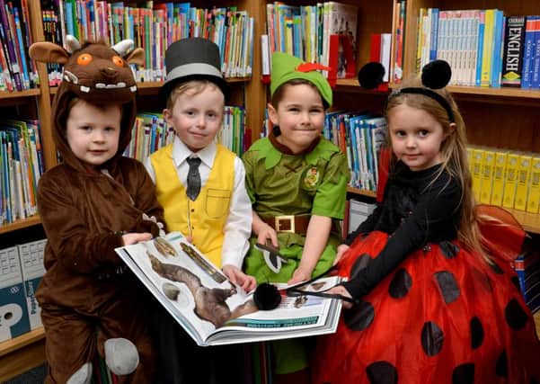 Children and staff dressed up for World Book Day at Darley Churchtown Primary School