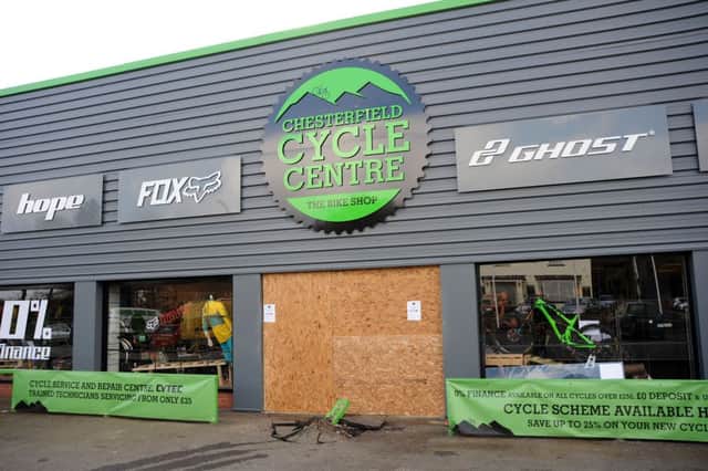 Chesterfield Cycle Centre which has been targeted by ram-raiders.