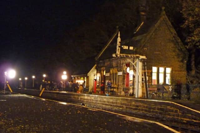Film crew at Darley Dale Station for the filming of ITV's Brief Encounters.