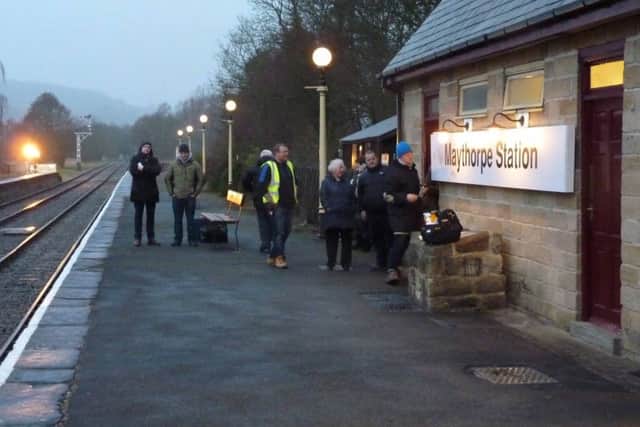 Film crew at Darley Dale Station for the filming of ITV's Brief Encounters.