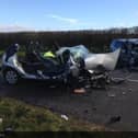 The carnage resulted from a head-on collision on the A616 Mansfield Road near Creswell, Derbyshire, at around 7:30am this morning (March 30).