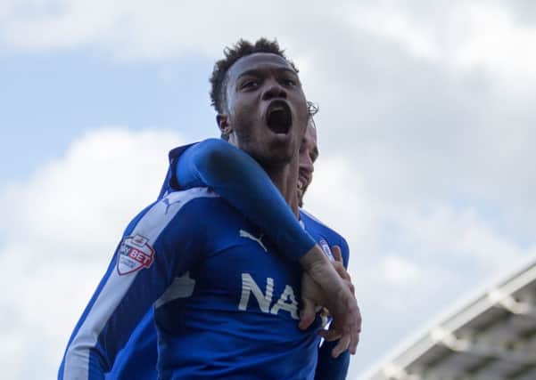 Chesterfield vs Port Vale - Gboly Ariyibi celebrates his goal - Pic By James Williamson