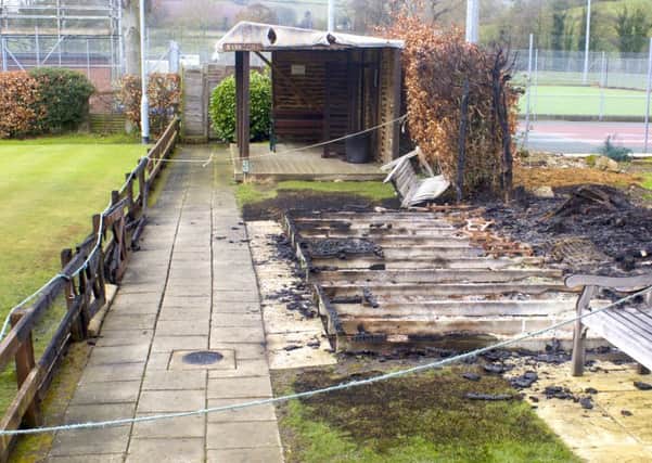 Arson damage to Belper Meadows Bowls Club.