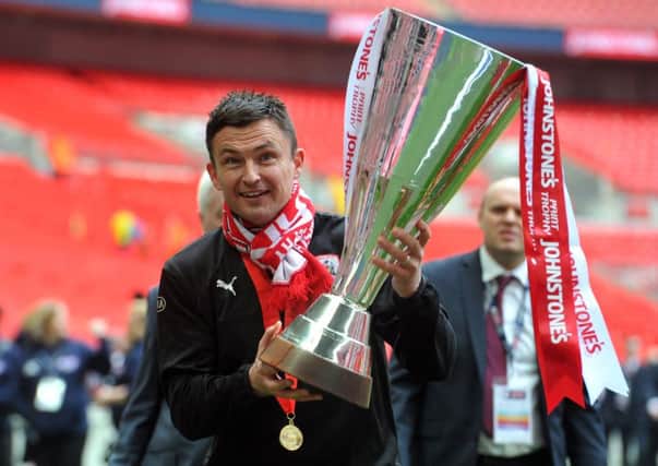 3 April 2016.......  Barnsley v Oxford United Johnstone Paints Trophy Final, Wembley Stadium
Tykes manager Paul Heckingbottom with trophy. Picture by Tony Johnson