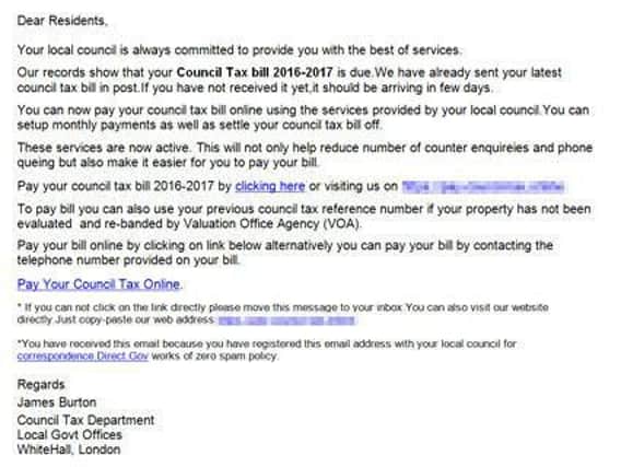 An example of the Council Tax scam
