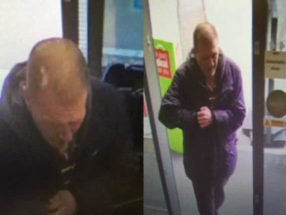 Police want to speak to this man in connection to two shop thefts (Source: Derbyshire Constabulary).