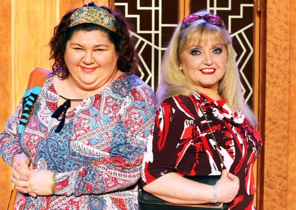 Cheryl Fergison and Linda Nolan in Menopause the Musical at Chesterfield's Pomegranate Theatre on May 27.