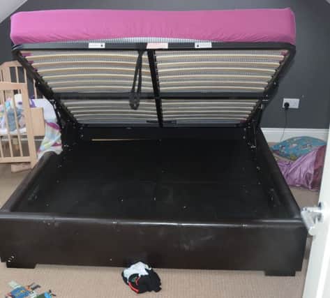 Bed which Kirk Hallam youngster Buddy Ancliff almost choked to death on the lifting loop.