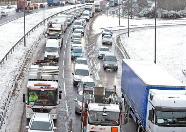 Snow is causing traffic disruption in Derbyshire