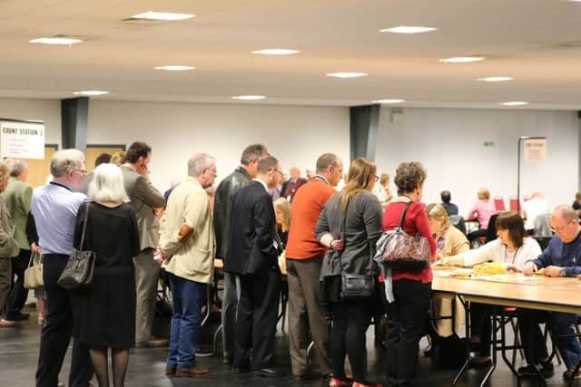 Amber Valley election count at Alfreton leisure centre.