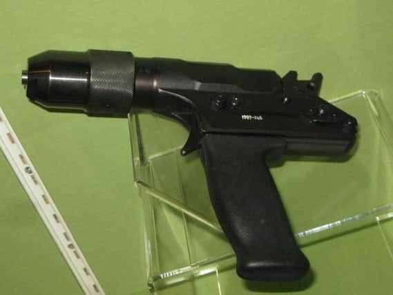 STOCK IMAGE: A captive bolt pistol, similar to the one which is alleged to be used to threaten a man in Derbyshire.