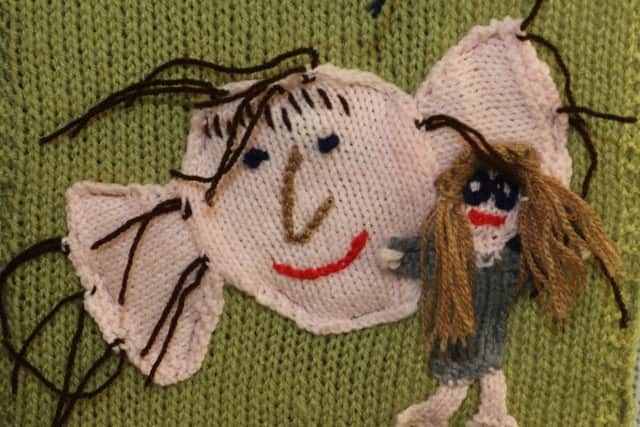 Wirksworth Library's knit and natter group's knitted wells dressing based on the works of Roald Dahl, The BFG