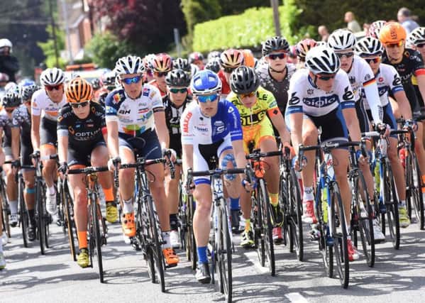 Pictured are riders in the 2015 Aviva Women's Tour cycle race.