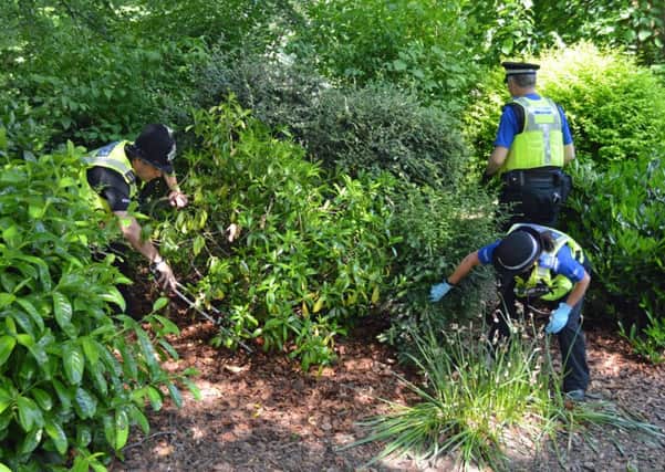 Officers have been carrying out searches in Derbyshire parks for knives.