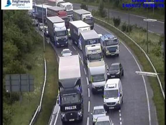Congestion hits the A42 as hundreds of thousands of vehicles are diverted form a closed stretch of the M1 Southbound. (Image: Highways England).