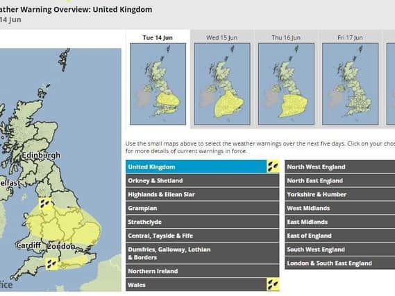 Weather alerts from the Met Office.