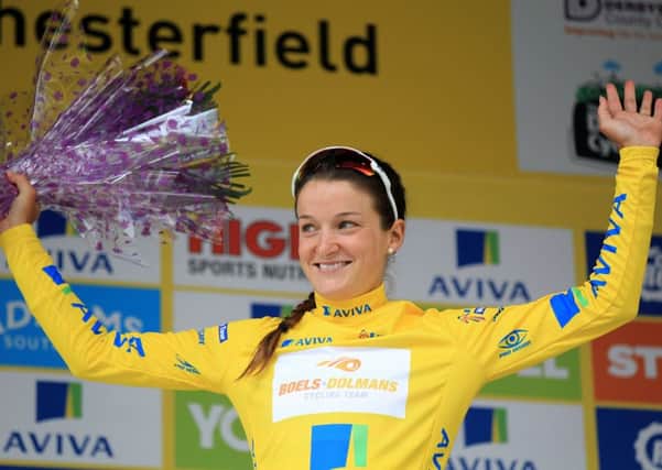British rider Lizzie Armitstead won Derbyshire's Stage 3 of the 2016 Aviva Women's Tour to take the Yellow Jersey and went on to be crowned overall race winner. Photo by Chris Etchells.