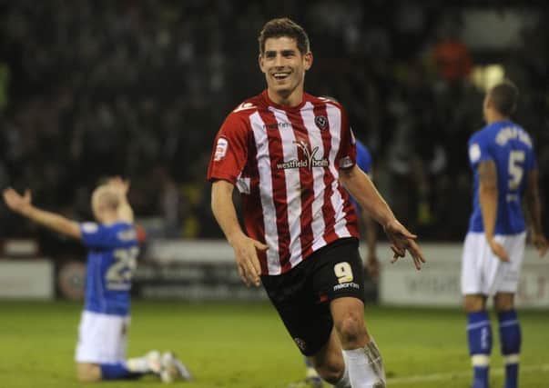Blades v Chesterfield.....Hat-trick Ched Evans celebrates number two