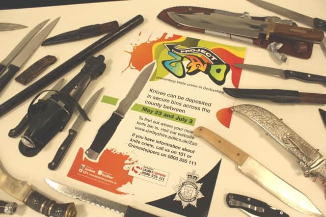 Some of the knives from Derbyshire which have been handed in during the six week amnesty.