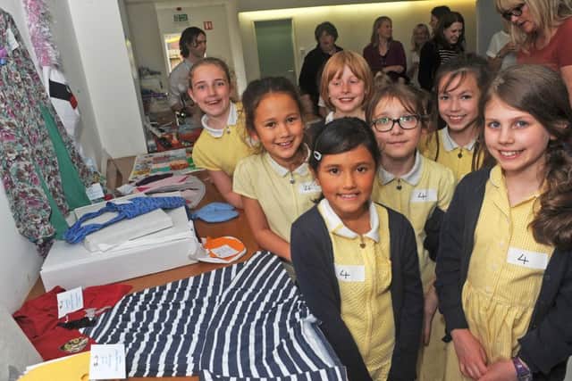 David Nieper, Fashion for Free.Alfreton's Christ the King pupils with their designs entered in the David Nieper design competition.