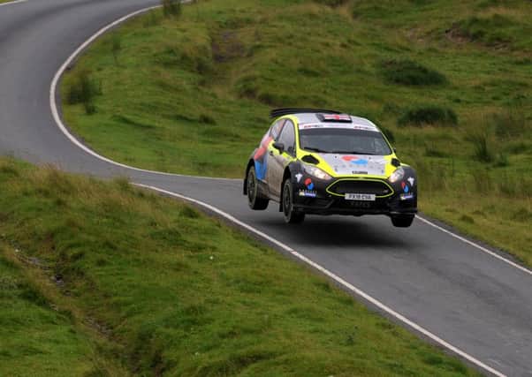 FLYING HIGH -- rally-driver Rhys Yates in action during the Nicky Grist Stages of the British Championship.