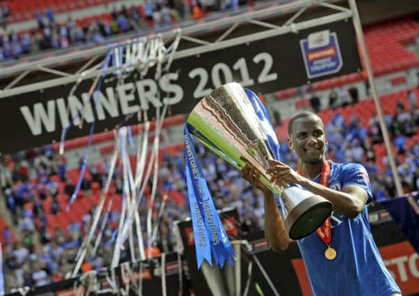Chesterfield v Swindon...Goalscorer Craig Westcarr with the Cup