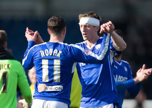 Chesterfield vs Port Vale - Lee Novak and Tom Anderson at full time - Pic By James Williamson
