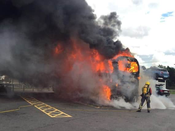 Firefighters from Derbyshire and South Yorkshire attended a major fire on the M1.