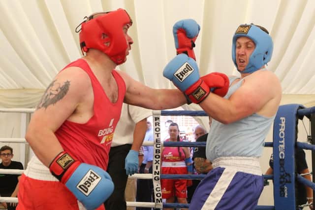 Charity boxing, James Knowles v John Mansell (red)