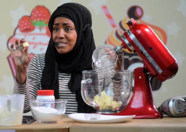 Great British Bake off winner Nadiya Hussain, pictured doing her baking demonstration, in the Merrion Centre, Leeds..10th December 2015 ..Picture by Simon Hulme