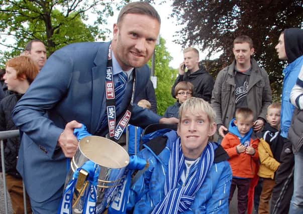 Ian Evatt meets Zoe Edge during the League Two title winning victory parade