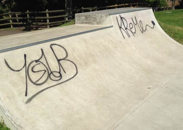 Vandals have tagged the skate park at Hathersage