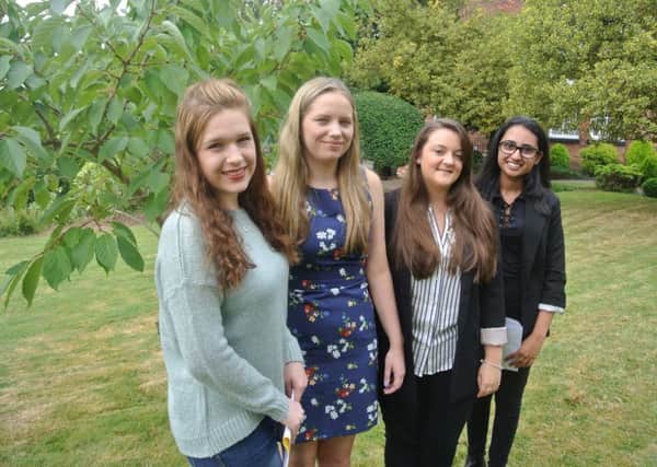 Ockbrook School A-level students Kathryn McAllister, Chloe Hand, Sophie Laverty and Simrun Sandhu.