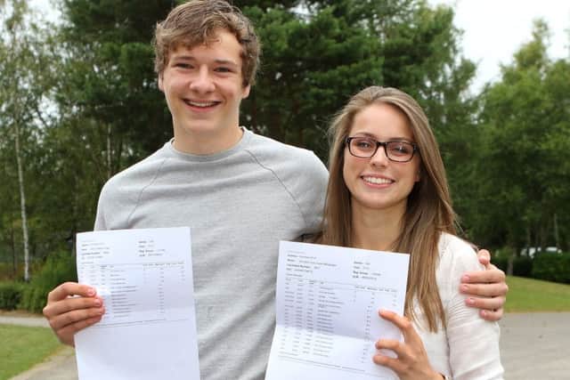 Highfields School high-flyers Simon Finney and Annabel Macgregor both achieved three A* grades. Photo: Jason Chadwick.