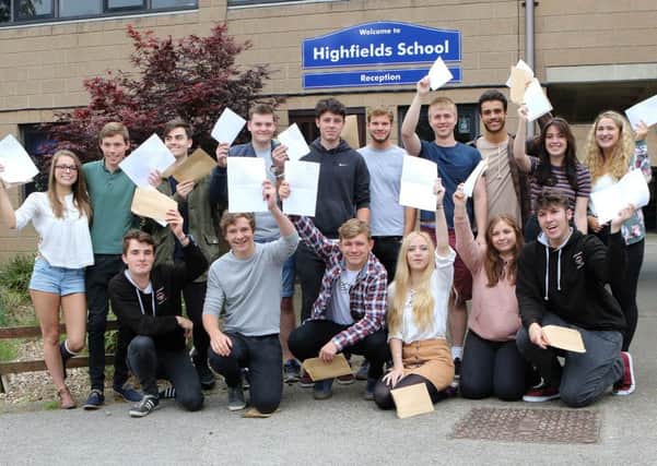 Highfields School students celebrate their excellent results. Photo: Jason Chadwick.