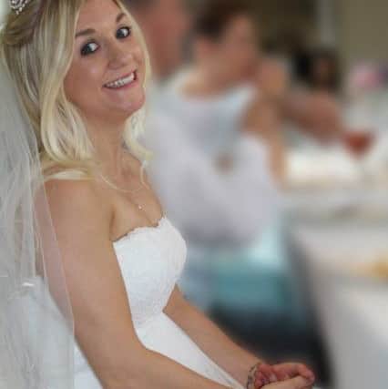 Samantha Wragg in her wedding dress.