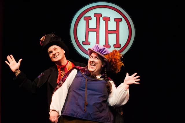 London, UK. 06.06.2012. The Birmingham Stage Company presents "Horrible Histories" at the Garrick Theatre, London, UK. Picture shows: Neal Foster (as Rex) and Alison Fitzjohn (as Queenie). Photography by Jane Hobson.