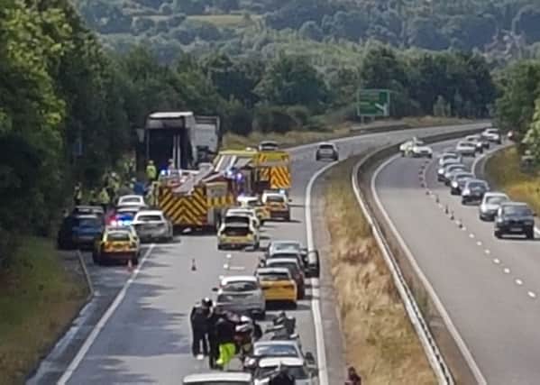 Emergency services at the scene of the tragedy on the A38 near Swanwick. Picture: @PaulReevesEA (Twitter)