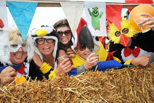 Barlow Carnival.
Ladies on the Yew Tree Farm float raise a glass at Saturday's carnival.