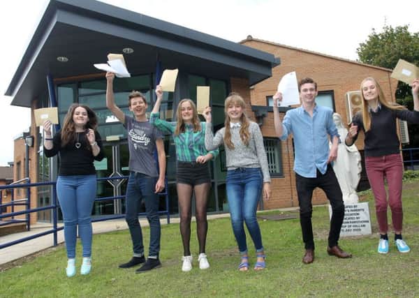 GCSE results day at St Mary's RC High School in Chesterfield.