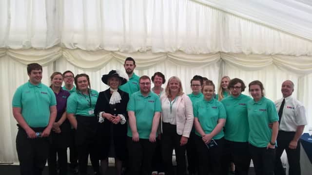 Chesterfield and Ilkeston hospitality and catering leaners with YMCA Derbyshire CEO Gillian Sewell and High Sheriff of Derbyshire Elizabeth Fothergill.