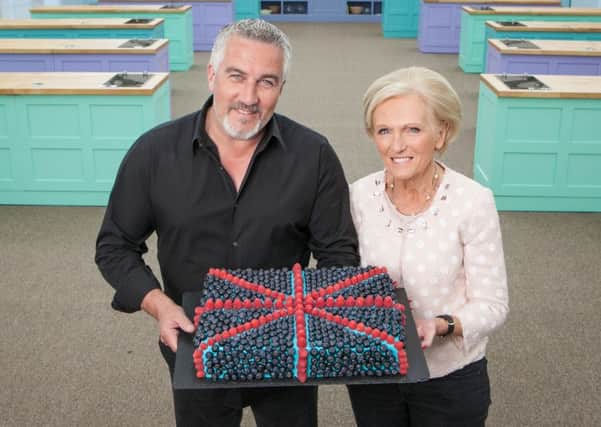 SET FAIR FOR CHATSWORTH -- 'Great British Bake Off' stars Paul Hollywood and Mary Berry. (PHOTO BY: Mark Bourdillon/BBC/PA Wire)