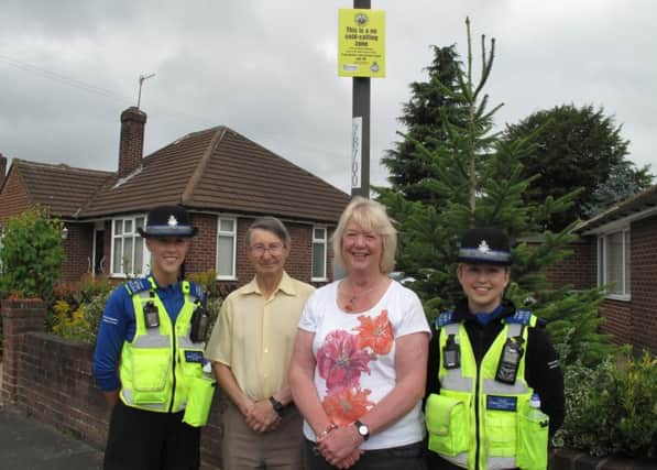 Julia Smith, second right, with Terry Neal and PCSOs Leanne Dobinson and Naomi Biggin