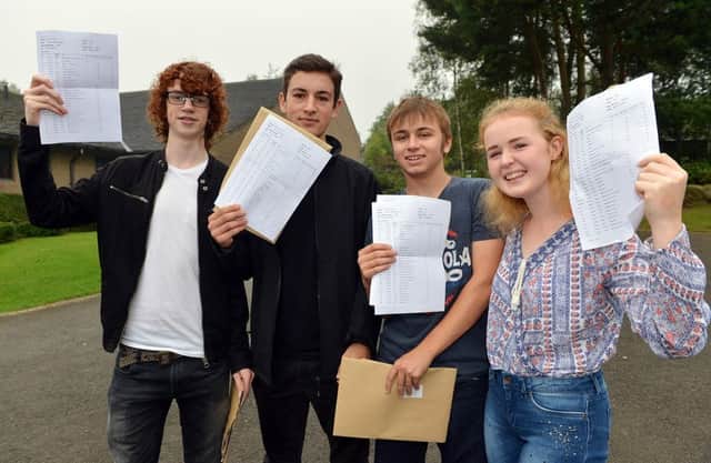 Highfields School pupils Merrick Elkington (8 A*s and 2 As), Alex Wilmot 3 A*s and 6 As), Jacob Bancroft (1 A*, 6As, 2Bs and 1C) and Rosie Glossop (9 A*s and 1 A).